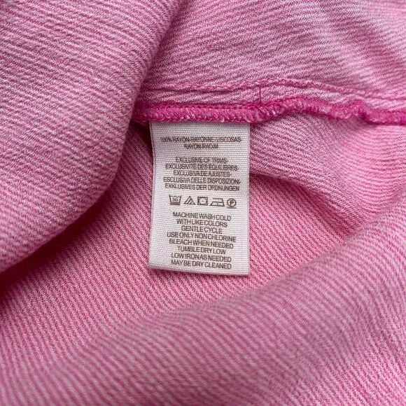 Free People Gauze Shirt Long Sleeve Pink Stripe Pocket High Low Button Up XS - Picture 6 of 11